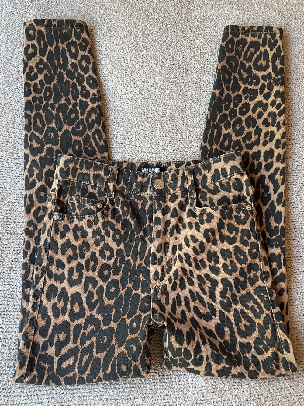 Zara Trafaluc Leopard Print Skinny Jeans - size 4